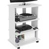 BAKAJI Mobile TV in Legno MDF con 3 Ripiani Porta Console Videogiochi DVD e 4 Ruote Mobiletto Carrello Porta Televisore Design Moderno Dimensione 60 x 45 x 80,5 cm (Bianco)