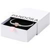 PANDORA Icons Bracciale in argento in maglia snake con chiusura a forma di cuore placcata in oro rosa 14 carati e zirconi cubici trasparenti, 19