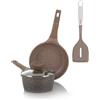 KASANOVA Set pentole antiaderente 0 Grassi, Batteria pentole a induzione e ogni piano cottura, set pentole e padelle antiaderente a 4 Strati con Design Moderno (4 Pezzi)