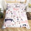 Homemissing Set di biancheria da letto per bambini con stampa di gattini e gatti kawaii e fiori, copripiumino per gli amanti dei gatti e degli animali, traspirante, biancheria da letto singolo