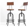 BOKKOLIK Set di 2 sgabelli da bar industriali con schienale, girevole, in legno, altezza regolabile da 66 a 81,8 cm, sedia da pranzo a isola da cucina