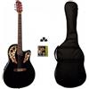 strumentimusicalitop Chitarra Acustica Elettrificata Nera Roundback Elettroacustica CUSTODIA E Omaggi