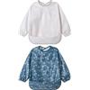 Little Dimsum Bavaglini Manica Lunga Bavaglini con Maniche Impermeabile 2 Pezzi Unisex per Bambini Piccoli Da 6 mesi a 3 anni bambino(leaf)