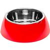 Ferplast Ciotola per Cani Ciotola per Gatti Jolie - Ciotole per Cani per Acqua e Cibo in Acciaio Inossidabile con Supporto in Plastica, Antiscivolo, Grande (1,2 L), Rosso
