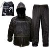 Auto Accessori Lupex - Tuta Moto Impermeabile Antipioggia Antivento, taglia S, con borsa, colore nero, set di giacca e pantalone da pioggia con cappuccio a scomparsa, Unisex