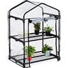 Relaxdays Serra per Il Balcone, a 2 Piani, HLP 94 x 67 x 49 cm, in Acciaio e Telo in PVC Giardinaggio, Trasparente Nero