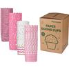 Parmedu 100 Pezzi Carta da Forno Pirottini per Cupcake e Muffin - 6 cm, Non Serve Teglia, Spessa e Robusta, Resistente alle Alte Temperature e all'Olio, Antiaderente - Motivi Rosa Serie 4
