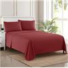 Sweet Home Collection 2083 Thread Count Sheet Soft Egyptian Quality Brushed Microfiber Set di Biancheria da Letto di Lusso Piatto, Lenzuolo con Angoli, 2 federe, Microfibra, Borgogna, Coppia, 3 unità