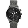 Fossil Orologio Neutra Chrono da uomo, movimento cronografo, cassa in acciaio inossidabile fumé da 44 mm con bracciale a maglie in acciaio inossidabile, FS5699, Grigio scuro e nero