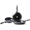 GreenPan Memphis, Set Padelle Antiaderenti in Alluminio con Rivestimento in Ceramica, Adatte a Tutti i Tipi di Fornelli, Induzione, Forno e Lavastoviglie, 20/24/28 cm, Nere
