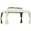 Outsunny Gazebo da Giardino 4x3m con Doppio Tettuccio, Tende e Zanzariere, Struttura in Alluminio, Beige|Aosom