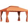 Outsunny Gazebo da Giardino 4x3m con Doppio Tetto Idropellente e Zanzariere, Arancione|Aosom