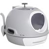 PawHut Lettiera per Gatti Chiusa con Vassoio Estraibile, 2 Ingressi e Paletta, 47x55x44 cm, Grigio