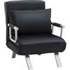 HOMCOM Poltrona Letto Singolo Salvaspazio con Schienale Reclinabile su 5 Livelli e Cuscino, 65x69x80 cm, Nero | Aosom Italy