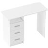 HOMCOM Scrivania Moderna in Legno con 3 Cassetti e Ripiano Aperto, 100x40x75 cm, Bianca