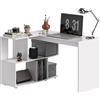 HOMCOM Scrivania Angolare Moderna per Ufficio con 4 Ripiani in Legno Bianco, 120x100x77 cm