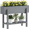 Outsunny Fioriera Rialzata con Ripiano Inferiore e 2 Fori di Drenaggio, in Legno di Abete, 100x30x70.5 cm, Grigio