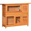 PawHut Conigliera da Esterno in Legno con Casetta e Recinto a 2 Piani, 122x48x100 cm