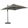 Outsunny Ombrellone da Giardino a Manovella 2.5x2.5 m con Rotazione 360° e Parasole Regolabile, Grigio Chiaro
