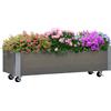 Outsunny Fioriera Rettangolare in Legno di Abete con Ruote e Freno, 96x30.6x30 cm, Grigio