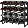 HOMCOM Portabottiglie a 4 Livelli a Onda Impilabili per 16 Bottiglie, in Metallo, 42.5x16.5x41 cm, Nero