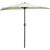 Outsunny Ombrellone da Terrazza a Mezzaluna con Apertura a Manovella e Palo a 2 Sezioni, 2.6x1.35 m, Beige