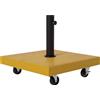 Outsunny Base per Ombrellone da 25kg in Metallo e Cemento con Ruote ed Effetto Legno, 45x45x36.5cm, Giallo