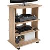 BAKAJI Mobile TV in Legno MDF con 3 Ripiani Porta Console Videogiochi DVD e 4 Ruote Mobiletto Carrello Porta Televisore Design Moderno Dimensione 60 x 45 x 80,5 cm (Quercia)