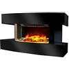 CHEMIN'ARTE Camino elettrico da parete Lounge Medium Nero - 82x21x42cm - caminetto elettrico con Fiamma LED 2000W e Telecomando, Caminetto con Timer e Controllo Automatico di Temperatura