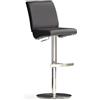 Robas Lund di.AZ - Sgabello da Bar in Poliuretano e Acciaio Inox, Rotondo, Girevole a 360°, Ca. 42 x 87-112 x 50 cm, Colore: Nero