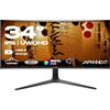 JAPANNEXT Monitor Curvo 34 IPS UWQHD (3440x1440) | HDR & KVM | Ricarica tramite USB-C (65W) Altezza regolabile Altoparlanti integrati | G-Sync/FreeSync | Garanzia 2 anni | JN-IPSC34UWQHDR-C65W-H