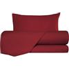 L'Emporio Casa Set Lenzuola Flanella Letto Matrimoniale 100% Caldo Cotone sopra 240x290 + sotto Angoli 160 a180x195 a 200 + 2 Federe 50x80 (Rosso Cardinale)