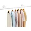 IBUYKE 94cm Barra Appendiabiti da Parete, Metallo Barra Appendiabiti per Tubo Industriale con Capacità di Carico di 50kg, Appendiabiti da Parete da Muro Salvaspazio per la Casa, Bianco TYJ006W