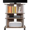 Bakaji Mobile TV in Legno MDF con 3 Ripiani Porta Console Videogiochi DVD e 4 Ruote Mobiletto Carrello Porta Televisore Design Moderno Dimensione 60 x 45 x 80,5 cm braccio supporto braccetto (Brown)