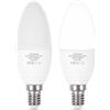 Akynite Lampadine LED Crepuscolare da Esterno E14 C35 5W Luce Fredda 6000K, 400LM, Auto On Off, AC 220-240V, Lampadina Crepuscolare Attacco Piccolo E14 LED con Sensore per Portico Giardina, set di 2