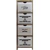 Rebecca Mobili Cassettiera Montata, Comodino Stretto, 4 Cassetti, Marrone Chiaro Bianco Nero, Legno, Stile Scandinavo, Per Camera Bagno - Misure: 97 x 30 x 24 cm (HxLxP) - Art. RE6501