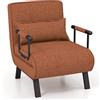 COSTWAY 4 in 1 Poltrona Letto Singolo, Poltroncina Pieghevole con Schienale Regolabile in 6 Posizioni, Sedile Imbottito Robusto, Divano Letto per Casa Ufficio, 79x65x79 cm (Caffè)
