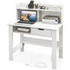 COSTWAY Scrivania Piccola con Libreria, Scrivania Salvaspazio con Prese di Corrente, Porte USB, Tipo C, Cassetto, Ripiano Superiore e Ripiano Aperto, per Casa, Ufficio e Studio (Bianco)