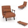 LIFEZEAL Poltrona Letto, Divano Letto, Divanetto Singolo, Schienale Regolabile, Imbottito in Spugna, Telaio in Acciaio, con Materasso, Cuscino, Braccioli, Relax, Soggiorno, Ufficio, Max150 kg, Marrone