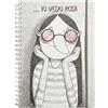 Le Nasute - Quaderno Rigido a5 con Porta Documenti, Quaderno Con Anelli a5, 120 pagine (40 righe + 40 quadretti + 40 lisci), per Promemoria Ufficio, Casa, Scuola e Diario Segreto - Tema: Io Vedo Rosa