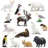toymany Set di 14 statuette di animali polari, in plastica, mini animali artici, regalo di Natale e compleanno, decorazione per torte, giocattolo educativo per bambini