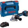 Bosch Professional 18V System Smerigliatrice angolare a batteria GWS 18V-11 S diametro disco 125 mm, incl. 1 batteria GBA 5.0Ah, caricabatteria GAL 1880, L-BOXX, +18V 5.0Ah + GAL 1880 + L-Boxx