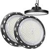 RIGIDON 2 Pezzi 150W UFO lampadario plafoniere, 15000LM 6000K faretto led interni, IP65 impermeabile proiettore led, lampada magazzino, bianco freddo illuminazione per industriale, officine, garage