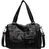 Cymwer Borsa a tracolla vintage da donna Tracolla regolabile Borsa tote elegante in pelle PU Borsa tote multitasche tinta unita Borsa for la spesa di capacità (Nero)
