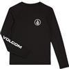 Volcom Maglietta rash guard, con protezione solare UPF 50+, ad asciugatura rapida, a maniche lunghe, per bambini, taglia 40-48, nero, L