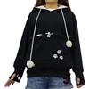 DSAoTeng Felpa con cappuccio da donna per cani e gatti, con tasca a marsupio, casual, a maniche lunghe, per autunno e inverno, per uso all'aperto, grigio, M