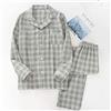 STJDM Camicia da Notte,Pigiama Scozzese Moda Imposta Uomo Pigiama Garza Cotone Casual Maschile Manica Lunga Accogliente Pigiama Estivo Sexy L Grigio