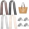 Rairsky 8 Pezzi Manici per Borsa in Pelle PU, 60cm Manici o Bag con Rivetti, Manici per Borse Uncinetto Fai da Te, Manici Borsa Uncinetto, Maniglie di Ricambio in Pelle, Manici Borsa o Bag per Borse a Mano