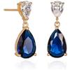Diamond Treats Orecchini Pendenti Donna Blu, Orecchini Oro Donna con Zirconi Cubici Blu e Bianco, Orecchini Goccia con Pietre Blu, Orecchini Blu Zaffiro per Donna, Orecchini Donna Oro
