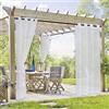PONY DANCE Tende Bianche da Esterno Impermeabile Tende da Sole per Esterno con Anelli Voile Curtains Trasparenti per Gazebo e Balcone 2 Pezzi L137 x A213 CM